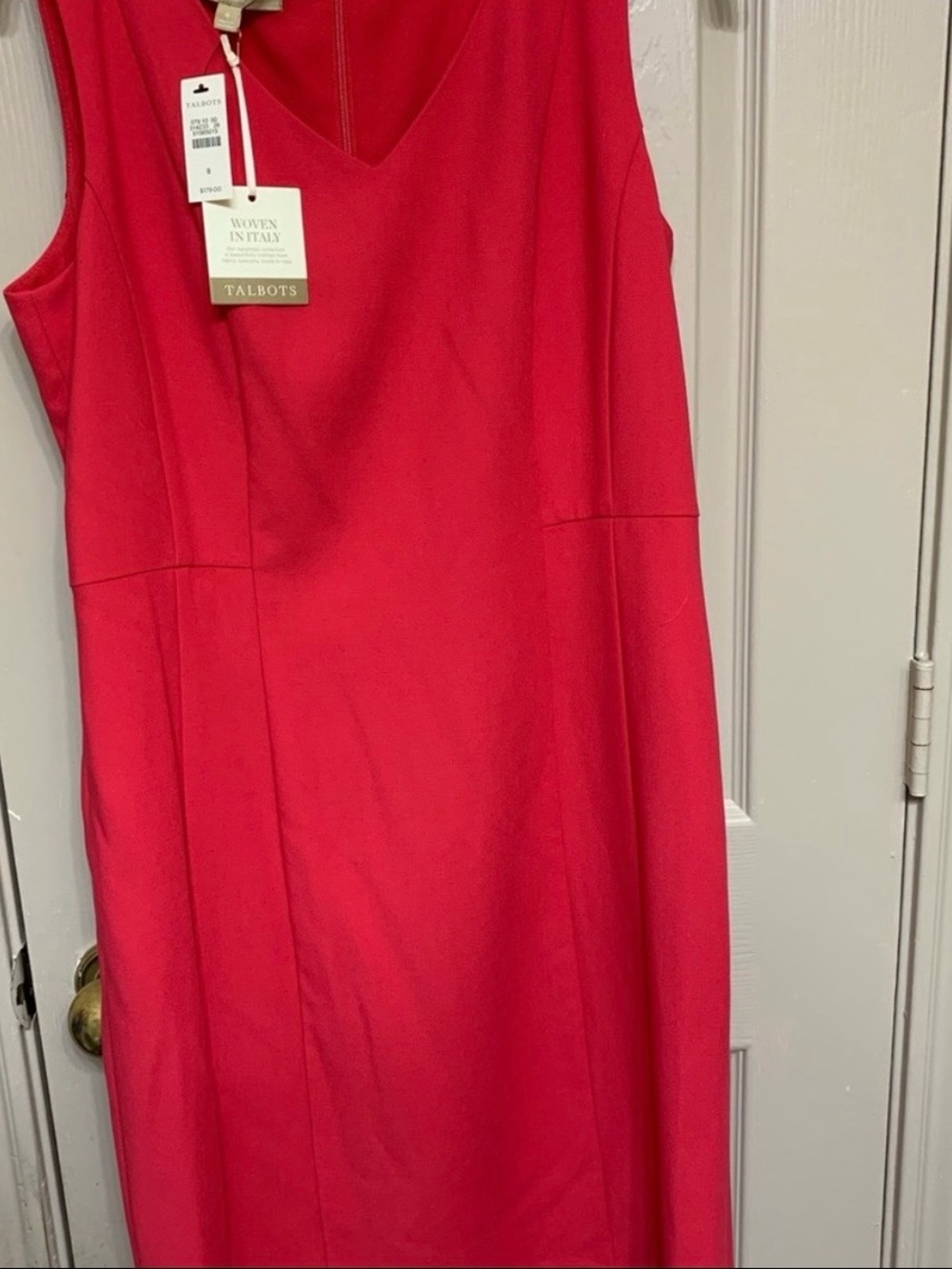 Talbots Vibrant Red V-Neck Midi Sheath Dress